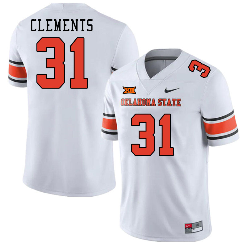 Men #31 Chance Clements Oklahoma State Cowboys College Football Jerseys Stitched-White - Click Image to Close